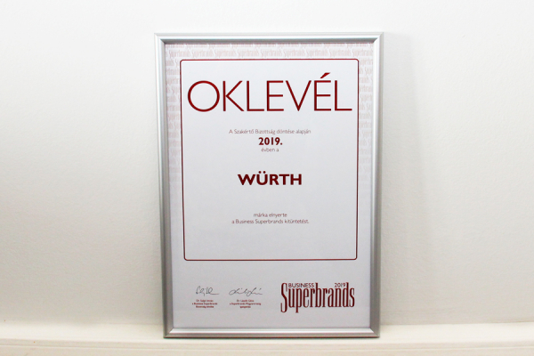 2019-ben is Superbrands díjazott a Würth Kft.